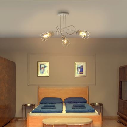 Pinta-asennettava kattokruunu OXFORD 3xE27 / 15W / 230V valkoinen