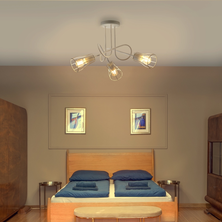 Pinta-asennettava kattokruunu OXFORD 3xE27 / 15W / 230V valkoinen