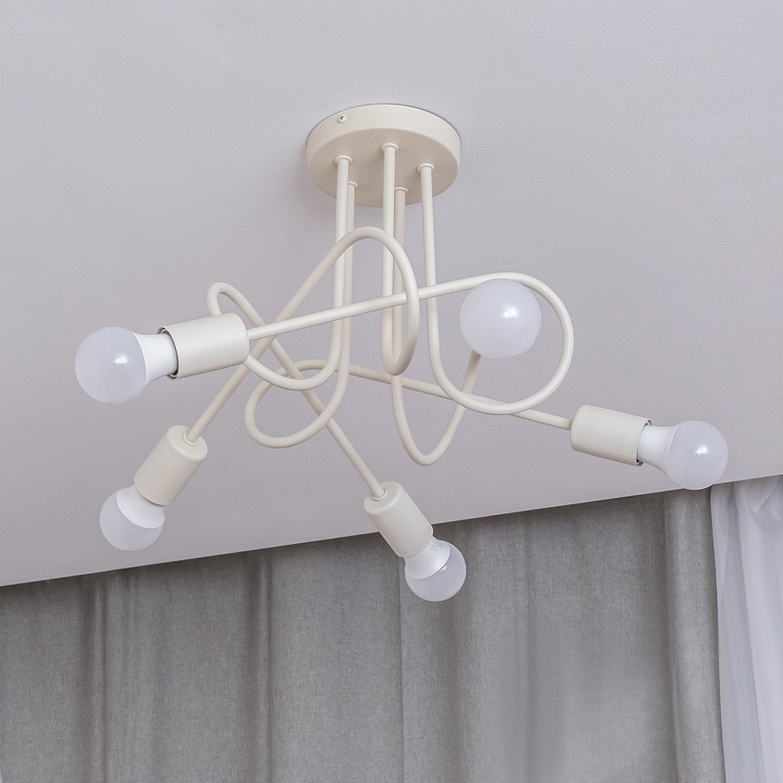 Pinta-asennettava kattokruunu OXFORD 5xE27/15W/230V kermanvärinen