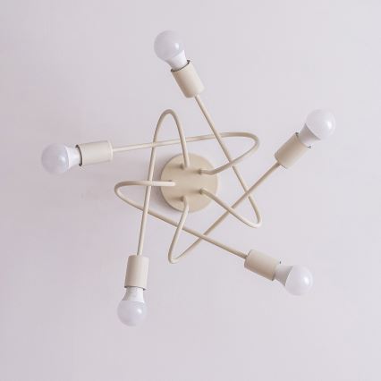 Pinta-asennettava kattokruunu OXFORD 5xE27/15W/230V kermanvärinen