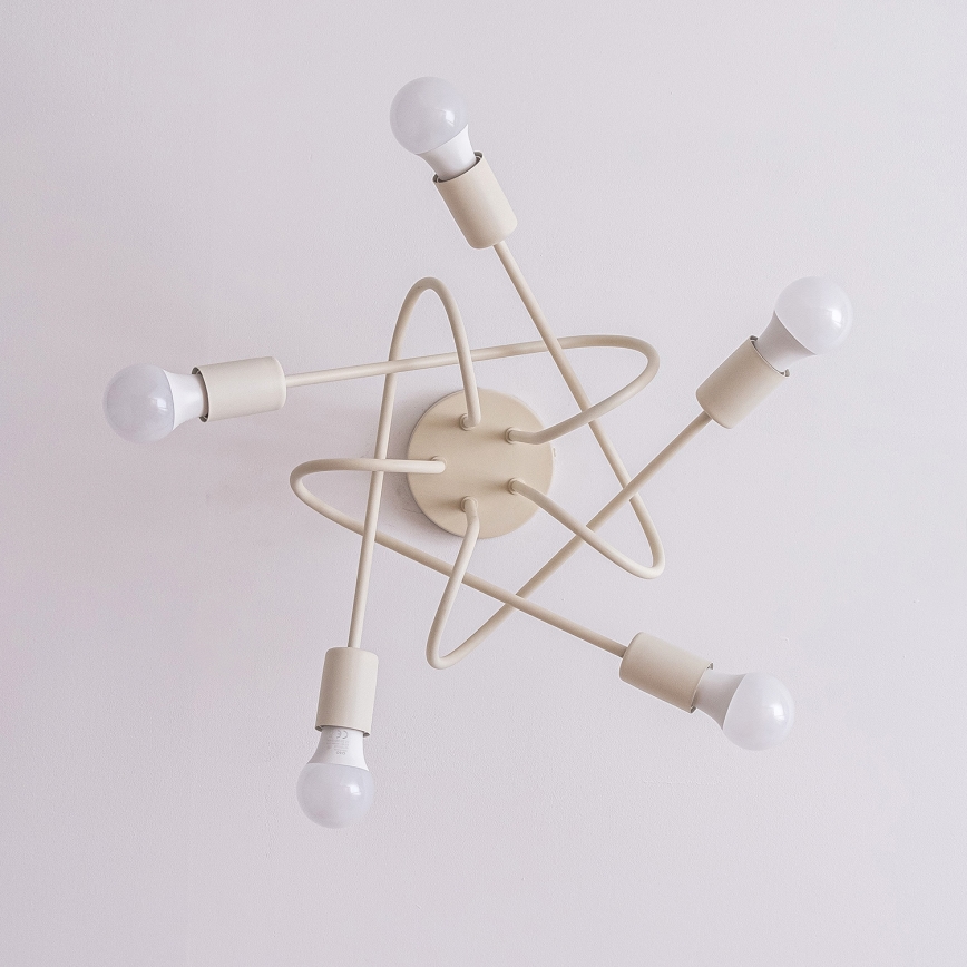 Pinta-asennettava kattokruunu OXFORD 5xE27/15W/230V kermanvärinen