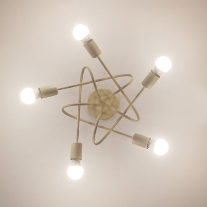 Pinta-asennettava kattokruunu OXFORD 5xE27/15W/230V kermanvärinen