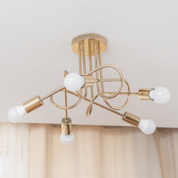 Pinta-asennettava kattokruunu OXFORD 5xE27/15W/230V kultainen