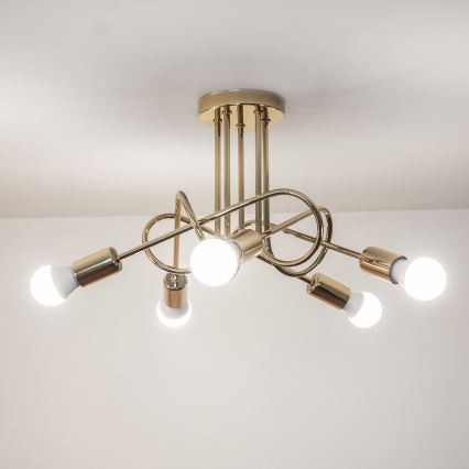 Pinta-asennettava kattokruunu OXFORD 5xE27/15W/230V kultainen