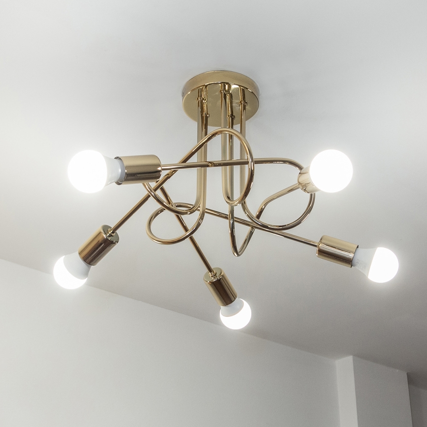 Pinta-asennettava kattokruunu OXFORD 5xE27/15W/230V kultainen