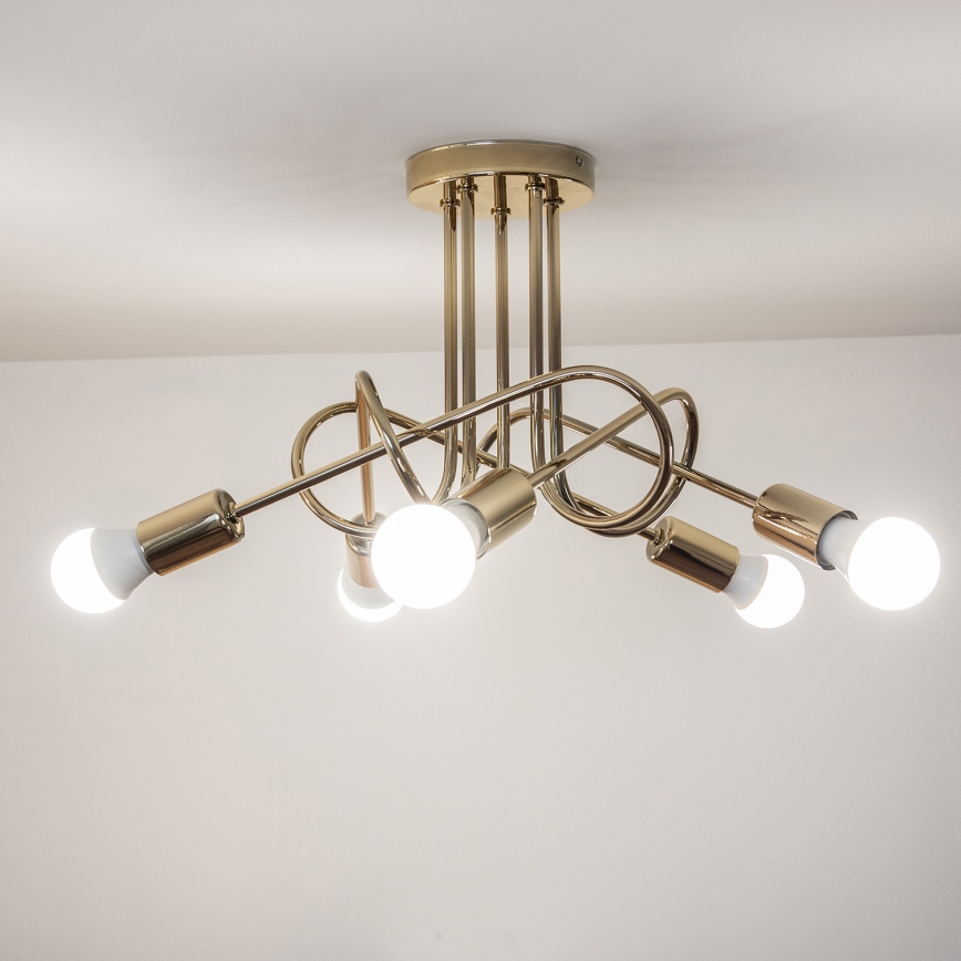 Pinta-asennettava kattokruunu OXFORD 5xE27/15W/230V kultainen