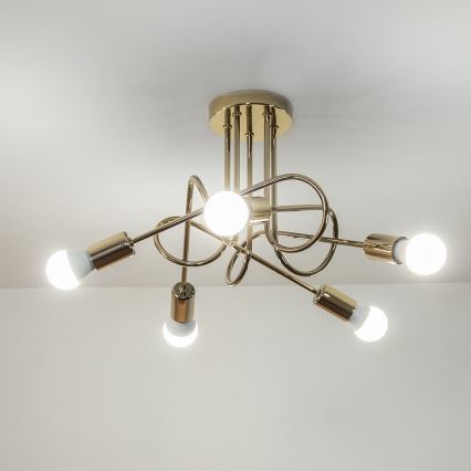 Pinta-asennettava kattokruunu OXFORD 5xE27/15W/230V kultainen