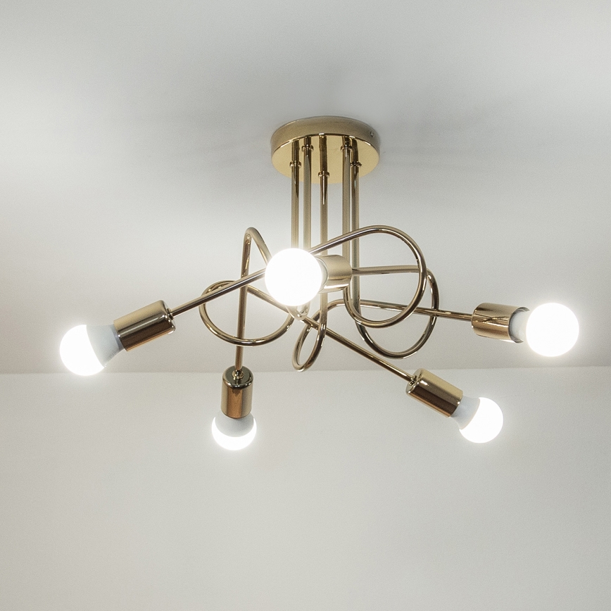 Pinta-asennettava kattokruunu OXFORD 5xE27/15W/230V kultainen