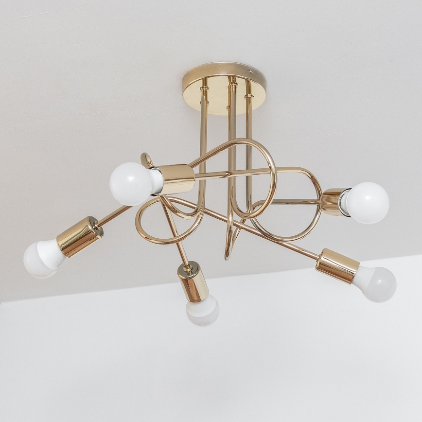 Pinta-asennettava kattokruunu OXFORD 5xE27/15W/230V kultainen