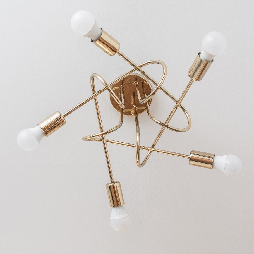 Pinta-asennettava kattokruunu OXFORD 5xE27/15W/230V kultainen