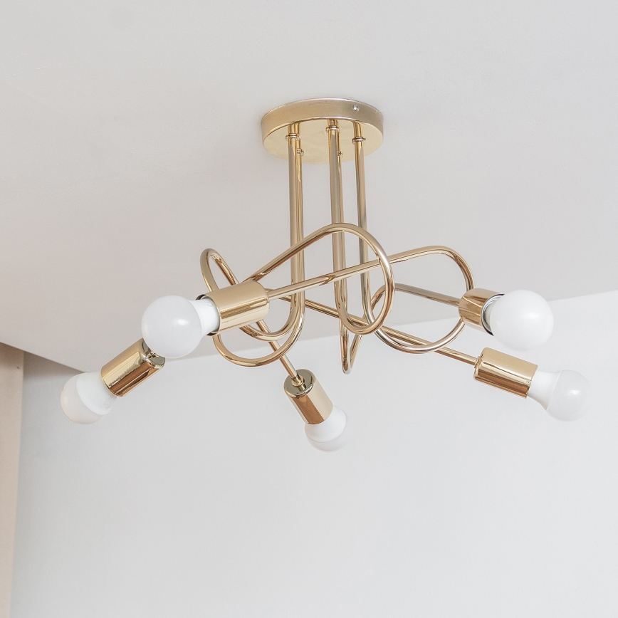 Pinta-asennettava kattokruunu OXFORD 5xE27/15W/230V kultainen