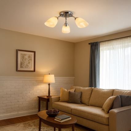 Pinta-asennettava kattokruunu PORTOS 3xE14/10W/230V kiiltävä kromi