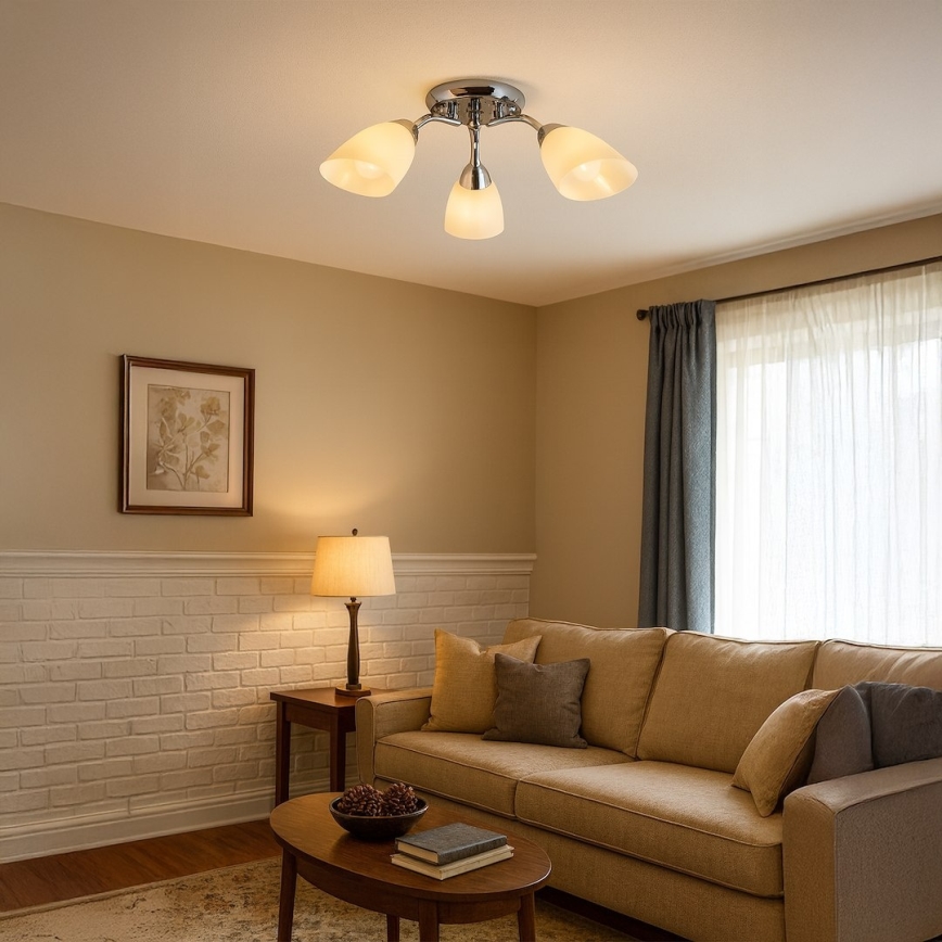 Pinta-asennettava kattokruunu PORTOS 3xE14/10W/230V kiiltävä kromi