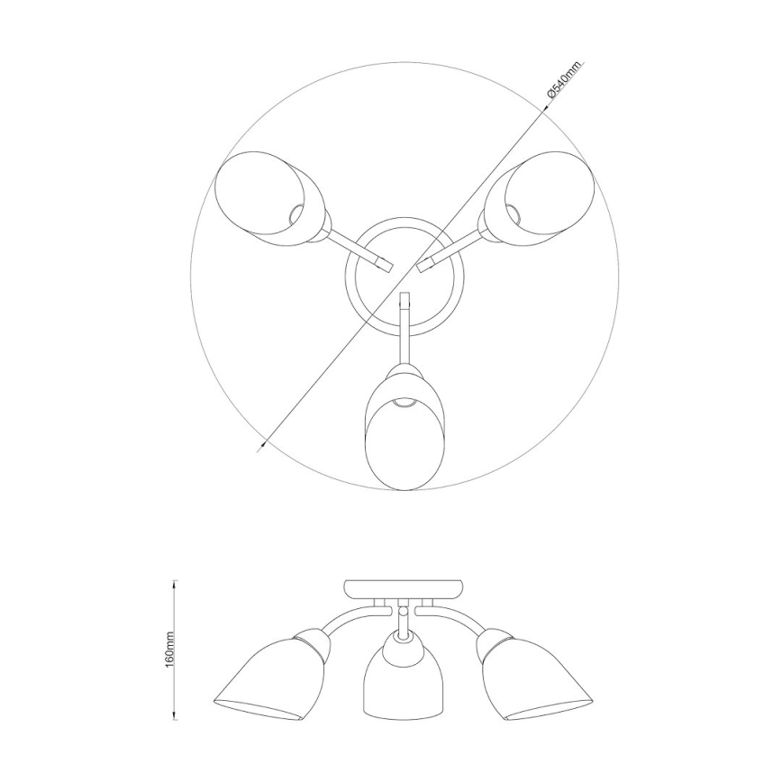Pinta-asennettava kattokruunu PORTOS 3xE14/10W/230V kiiltävä kromi