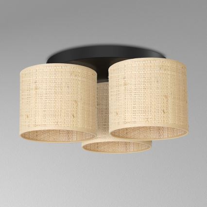 Pinta-asennettava kattokruunu RATTAN 3xE27/60W/230V rottinki