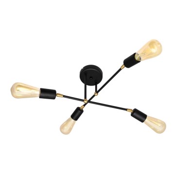 Pinta-asennettava kattokruunu ROSETTE 4xE27 / 15W / 230V musta / kultainen