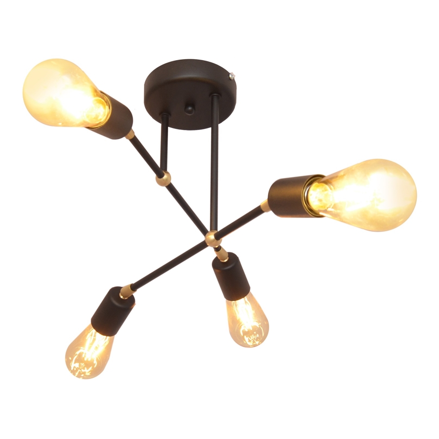 Pinta-asennettava kattokruunu ROSETTE 4xE27 / 15W / 230V musta / kultainen