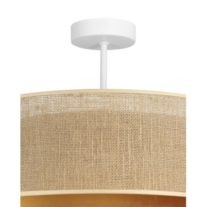 Pinta-asennettava kattokruunu SARTA 1xE27/60W/230V Ø 45 cm kupari/juutti