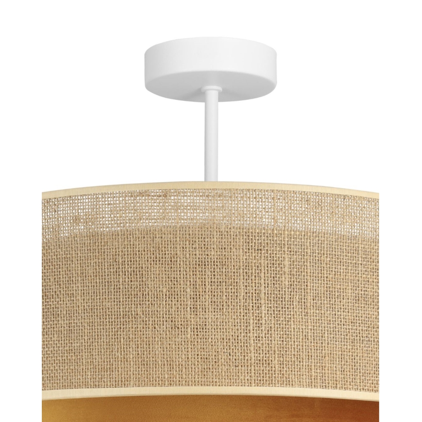 Pinta-asennettava kattokruunu SARTA 1xE27/60W/230V Ø 45 cm kupari/juutti