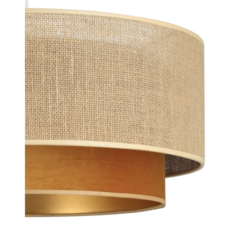 Pinta-asennettava kattokruunu SARTA 1xE27/60W/230V Ø 45 cm kupari/juutti