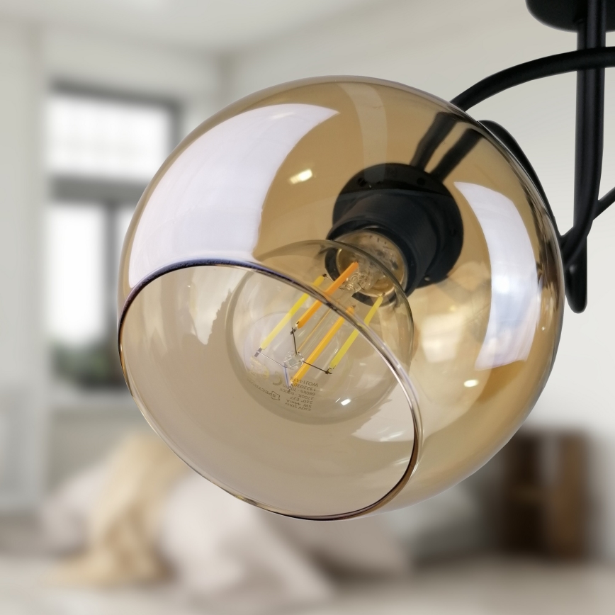 Pinta-asennettava kattokruunu VENUS BLACK 3xE27/60W/230V