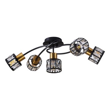 Pinta-asennettava kattokruunu ZAHARA 5xE27/10W/230V musta