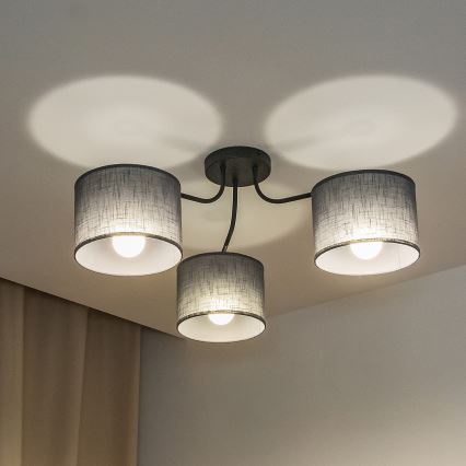 Pinta-asennettava kattovalaisin ALBA 3xE27/15W/230V harmaa