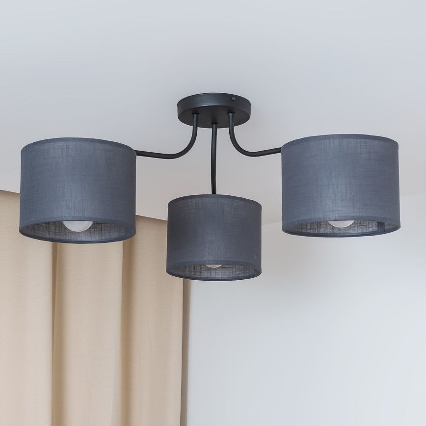 Pinta-asennettava kattovalaisin ALBA 3xE27/15W/230V harmaa