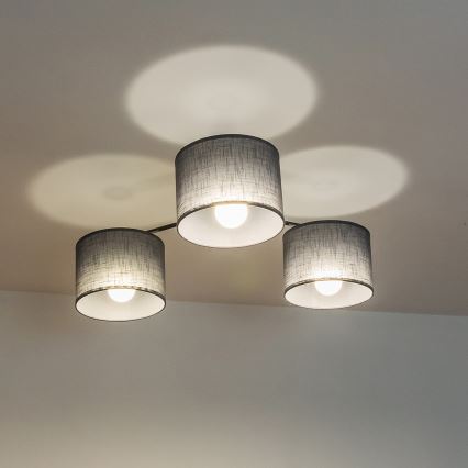 Pinta-asennettava kattovalaisin ALBA 3xE27/15W/230V harmaa