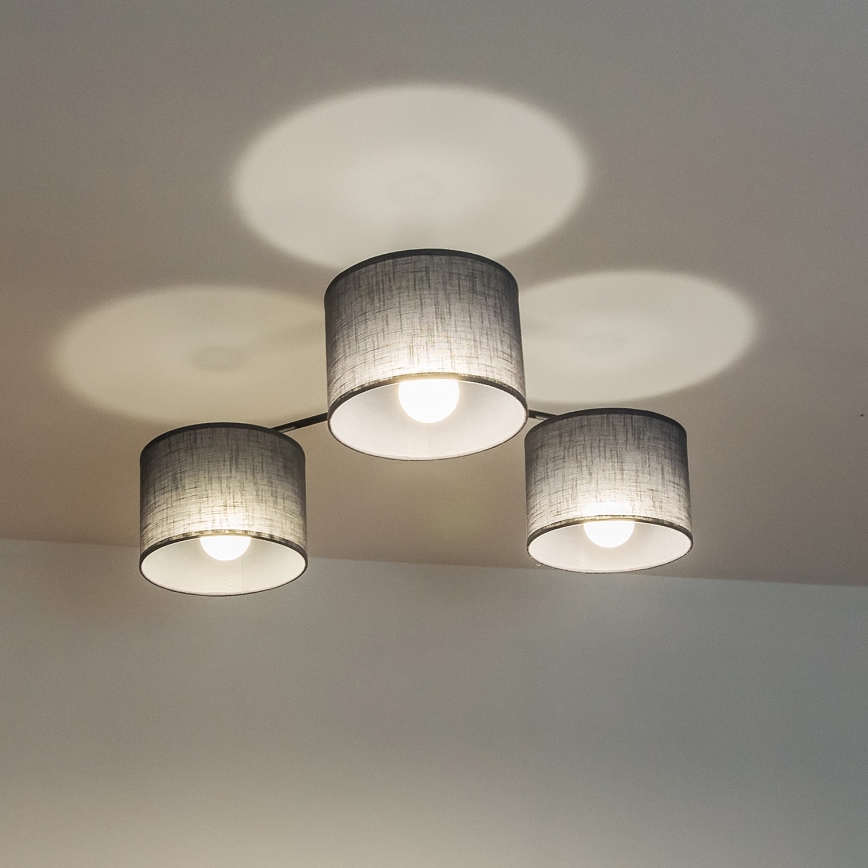 Pinta-asennettava kattovalaisin ALBA 3xE27/15W/230V harmaa