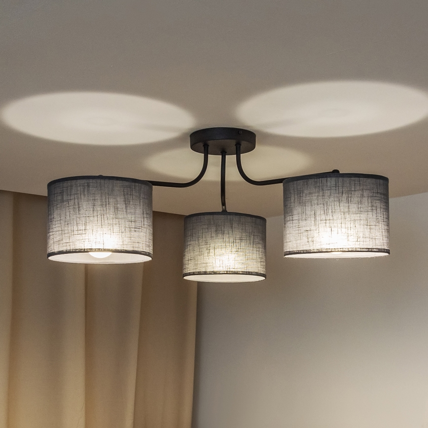 Pinta-asennettava kattovalaisin ALBA 3xE27/15W/230V harmaa