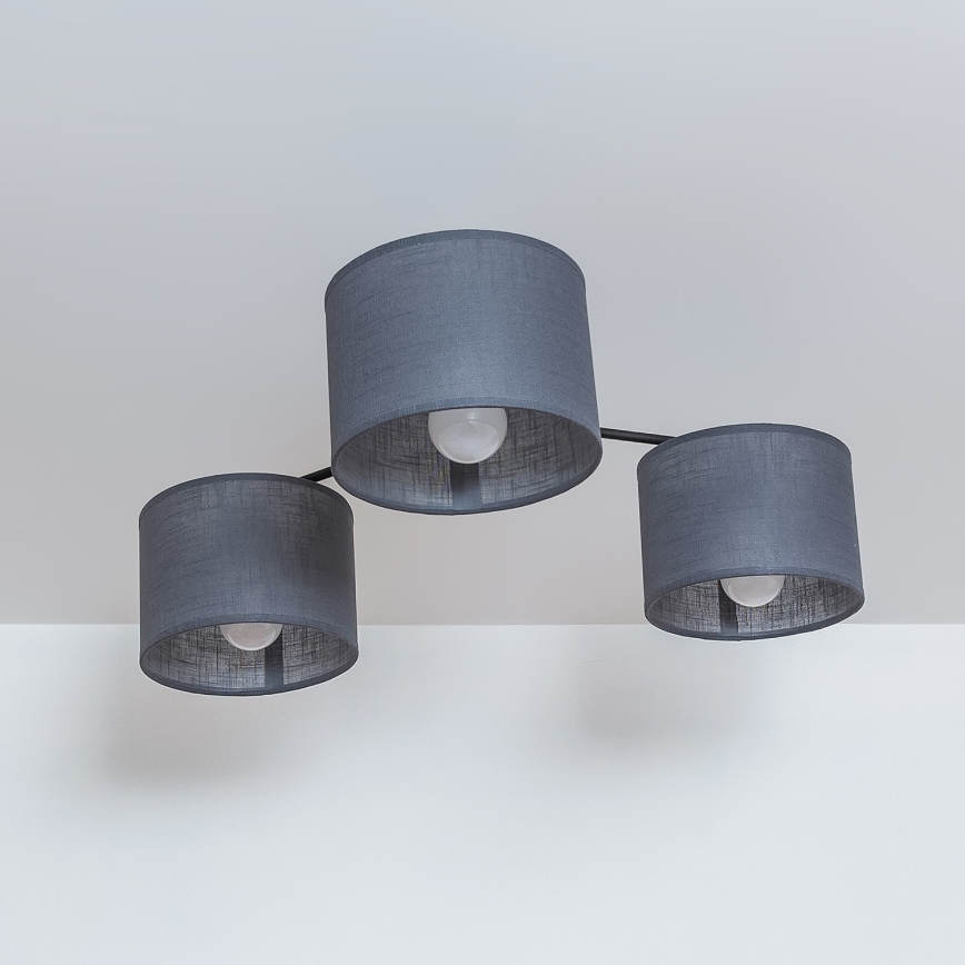 Pinta-asennettava kattovalaisin ALBA 3xE27/15W/230V harmaa