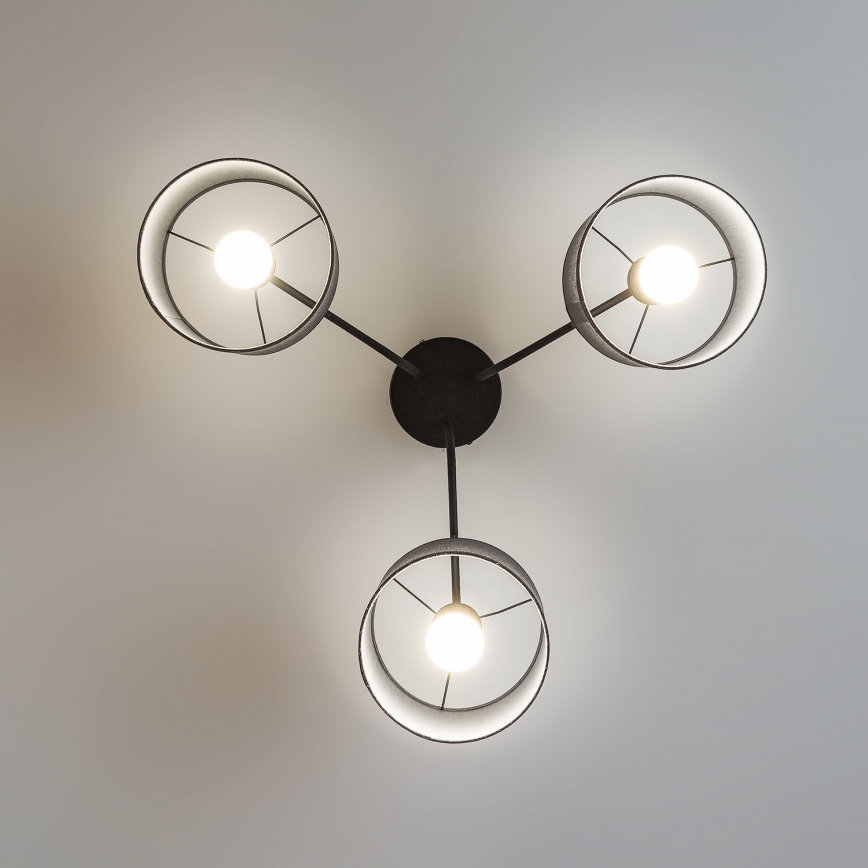 Pinta-asennettava kattovalaisin ALBA 3xE27/15W/230V harmaa