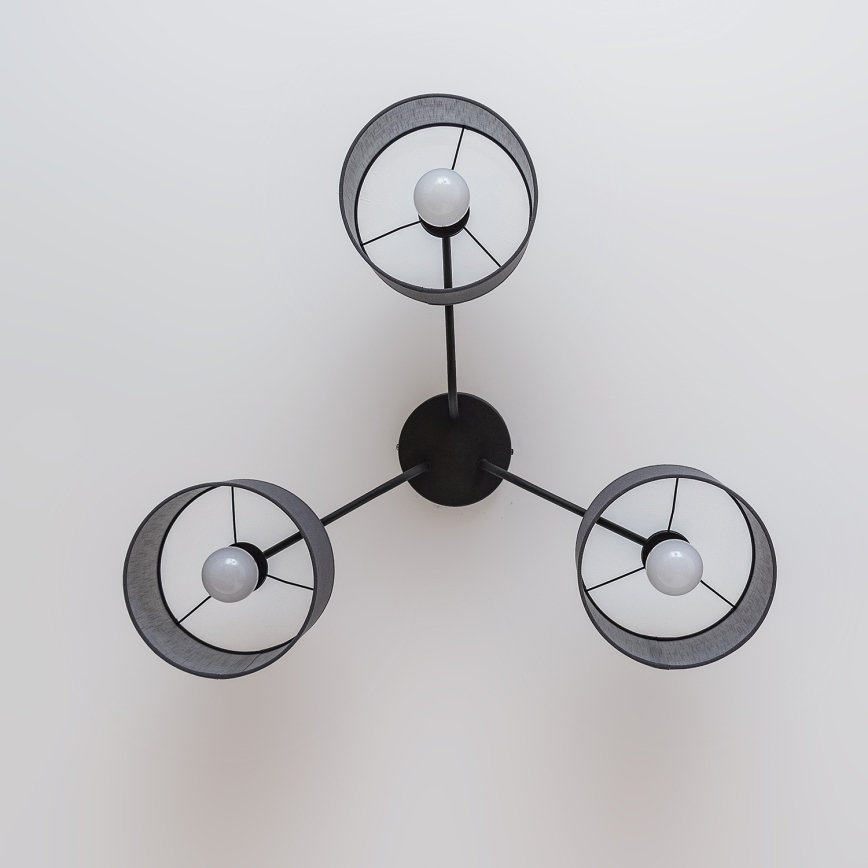 Pinta-asennettava kattovalaisin ALBA 3xE27/15W/230V harmaa