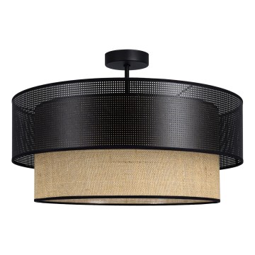 Pinta-asennettava kattovalaisin BORHO 1xE27/60W/230V halkaisija 40 cm musta/juutti