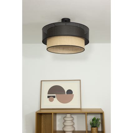 Pinta-asennettava kattovalaisin BORHO 1xE27/60W/230V halkaisija 40 cm musta/juutti
