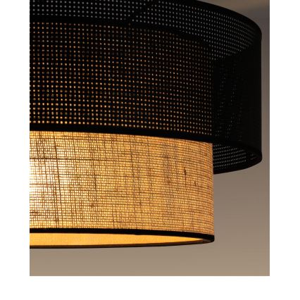 Pinta-asennettava kattovalaisin BORHO 1xE27/60W/230V halkaisija 40 cm musta/juutti