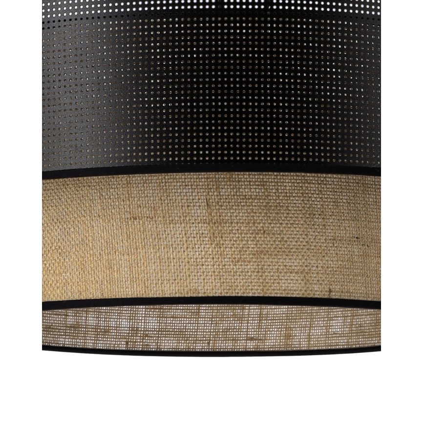 Pinta-asennettava kattovalaisin BORHO 1xE27/60W/230V, halkaisija 50 cm, musta/juutti