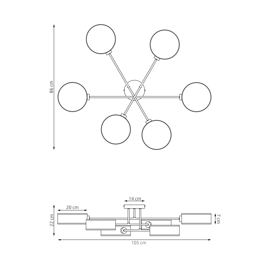 Pinta-asennettava kattovalaisin MAGA 6xE14/10W/230V beige