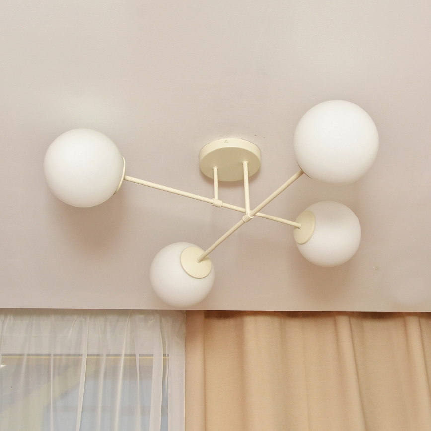 Pinta-asennettava kattovalaisin MOON 4xE27/15W/230V, kermanvärinen