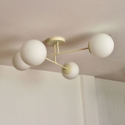 Pinta-asennettava kattovalaisin MOON 4xE27/15W/230V, kermanvärinen