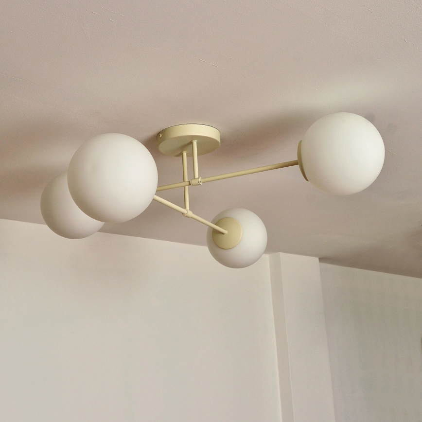 Pinta-asennettava kattovalaisin MOON 4xE27/15W/230V, kermanvärinen