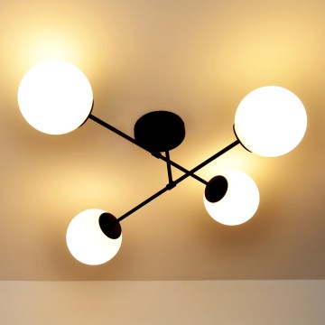 Pinta-asennettava kattovalaisin MOON 4xE27/15W/230V musta
