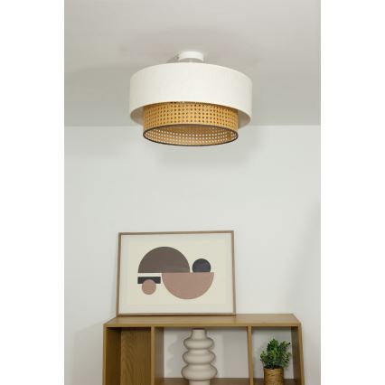 Pinta-asennettava kattovalaisin NATIA 1xE27/60W/230V Ø 45 cm valkoinen/ruskea