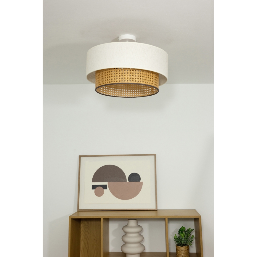 Pinta-asennettava kattovalaisin NATIA 1xE27/60W/230V Ø 45 cm valkoinen/ruskea