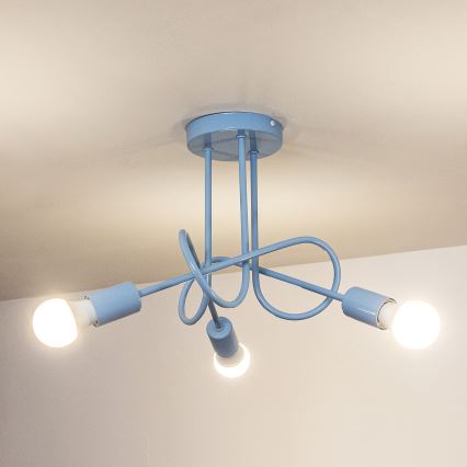 Pinta-asennettava kattovalaisin OXFORD 3xE27/15W/230V sininen