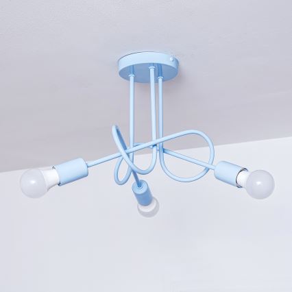 Pinta-asennettava kattovalaisin OXFORD 3xE27/15W/230V sininen