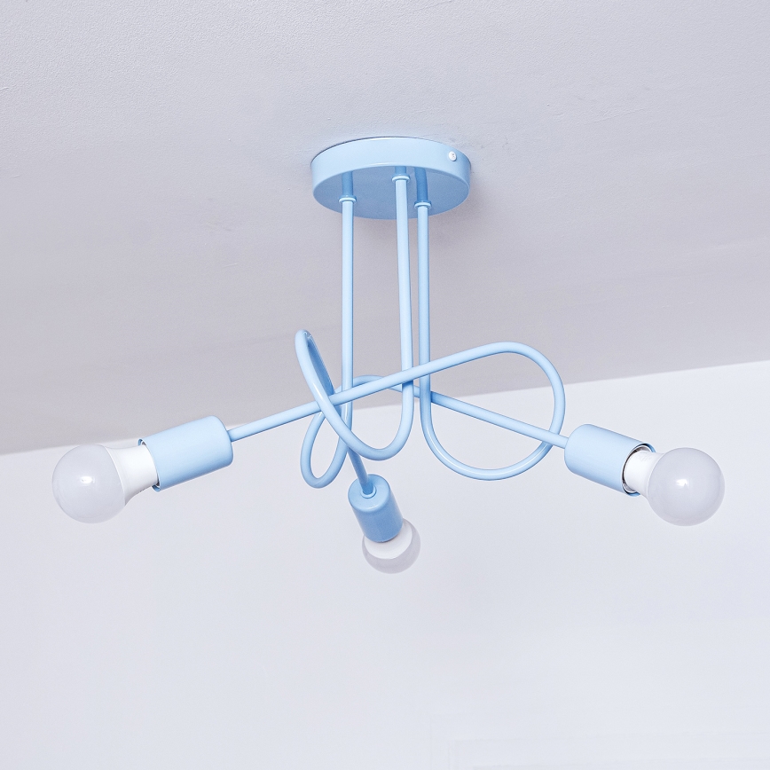 Pinta-asennettava kattovalaisin OXFORD 3xE27/15W/230V sininen