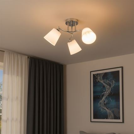 Pinta-asennettava kattovalaisin PAFOS 3xE27/15W/230V kiiltävä kromi