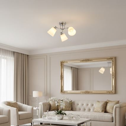 Pinta-asennettava kattovalaisin PAFOS 3xE27/15W/230V kiiltävä kromi